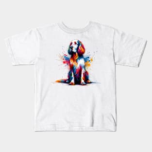 Abstract Artistic English Setter in Vivid Colors Kids T-Shirt